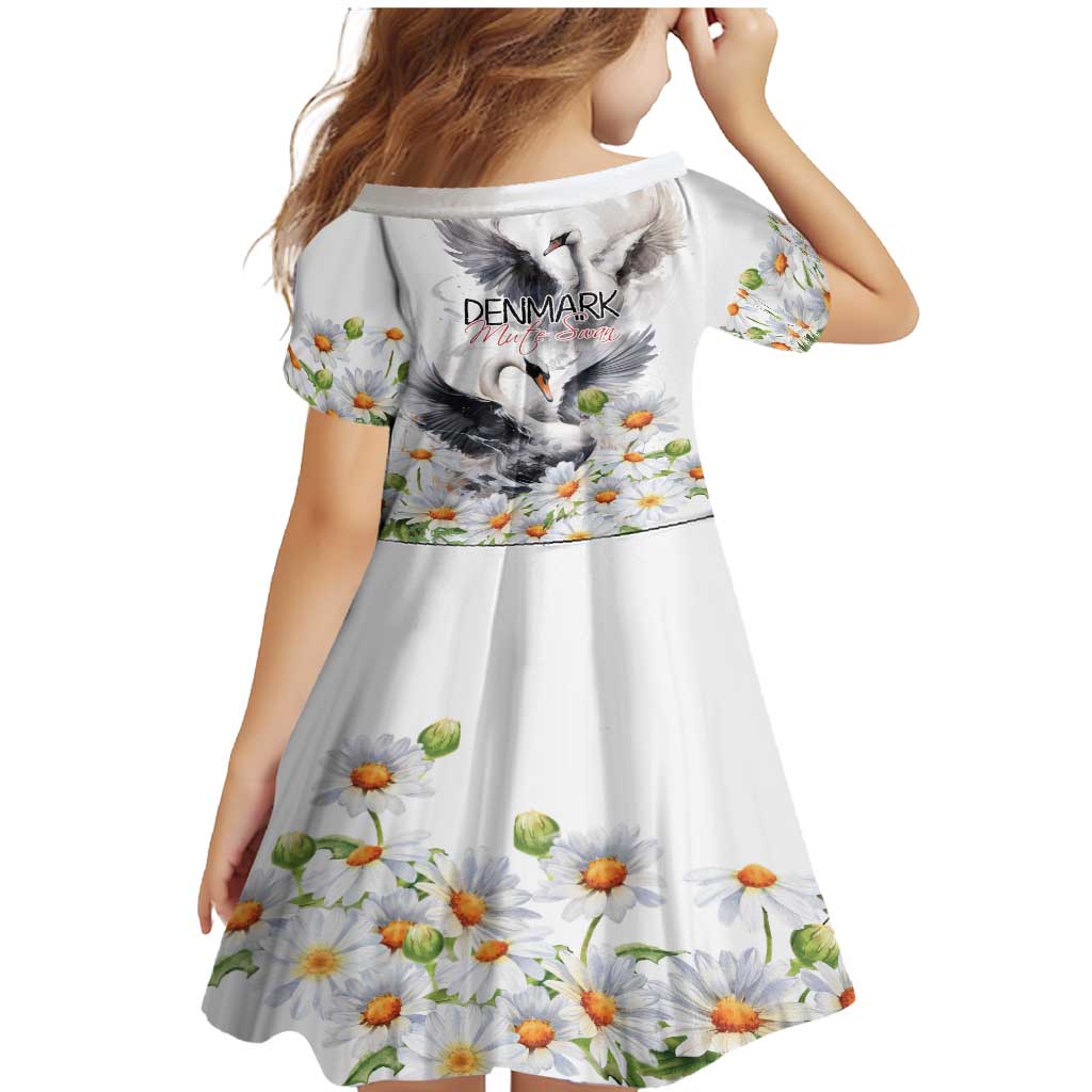Denmark Mute Swan Family Matching Mermaid Dress and Hawaiian Shirt With Chamomile Daisy Flowers LT9 - Wonder Print Shop