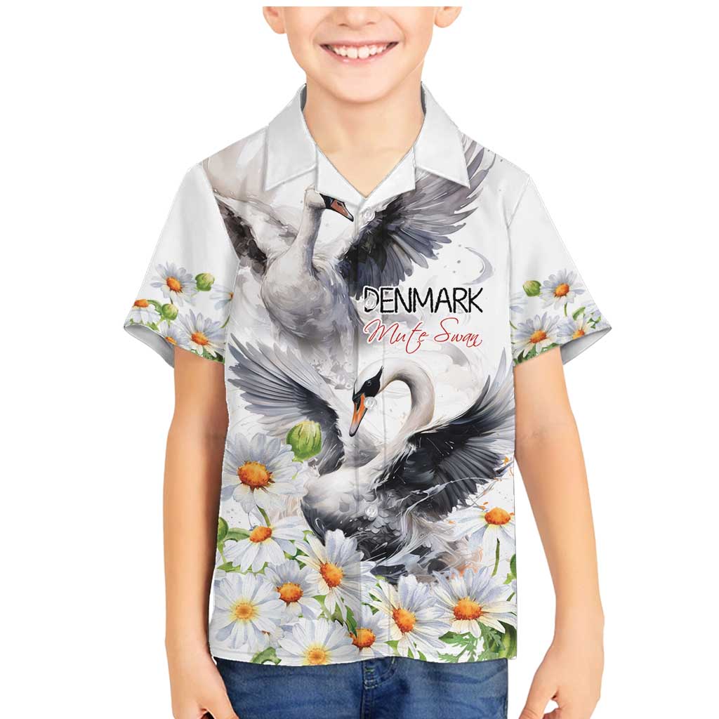 Denmark Mute Swan Family Matching Mermaid Dress and Hawaiian Shirt With Chamomile Daisy Flowers LT9 - Wonder Print Shop