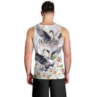 Denmark Mute Swan Men Tank Top With Chamomile Daisy Flowers - Wonder Print Shop