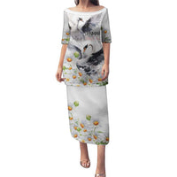 Denmark Mute Swan Puletasi With Chamomile Daisy Flowers - Wonder Print Shop