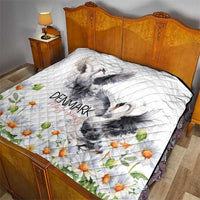 Denmark Mute Swan Quilt With Chamomile Daisy Flowers - Wonder Print Shop