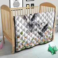 Denmark Mute Swan Quilt With Chamomile Daisy Flowers - Wonder Print Shop