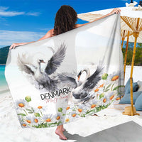 Denmark Mute Swan Sarong With Chamomile Daisy Flowers - Wonder Print Shop