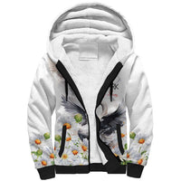 Denmark Mute Swan Sherpa Hoodie With Chamomile Daisy Flowers - Wonder Print Shop