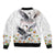Denmark Mute Swan Sleeve Zip Bomber Jacket With Chamomile Daisy Flowers - Wonder Print Shop