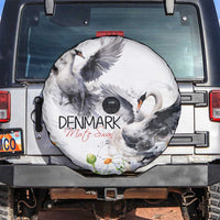 Denmark Mute Swan Spare Tire Cover With Chamomile Daisy Flowers - Wonder Print Shop