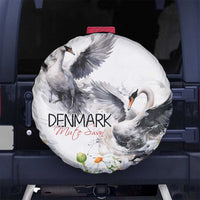 Denmark Mute Swan Spare Tire Cover With Chamomile Daisy Flowers - Wonder Print Shop