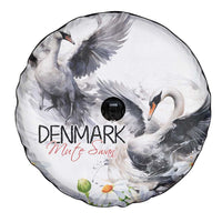 Denmark Mute Swan Spare Tire Cover With Chamomile Daisy Flowers - Wonder Print Shop