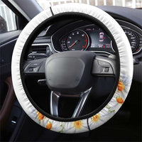 Denmark Mute Swan Steering Wheel Cover With Chamomile Daisy Flowers - Wonder Print Shop