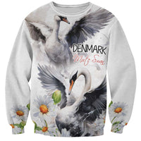 Denmark Mute Swan Sweatshirt With Chamomile Daisy Flowers - Wonder Print Shop