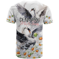 Denmark Mute Swan T Shirt With Chamomile Daisy Flowers - Wonder Print Shop