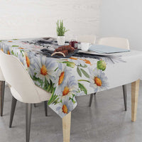 Denmark Mute Swan Tablecloth With Chamomile Daisy Flowers - Wonder Print Shop