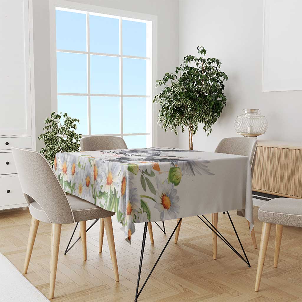 Denmark Mute Swan Tablecloth With Chamomile Daisy Flowers - Wonder Print Shop