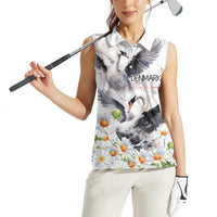 Denmark Mute Swan Women Sleeveless Polo Shirt With Chamomile Daisy Flowers - Wonder Print Shop
