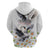Denmark Mute Swan Zip Hoodie With Chamomile Daisy Flowers - Wonder Print Shop