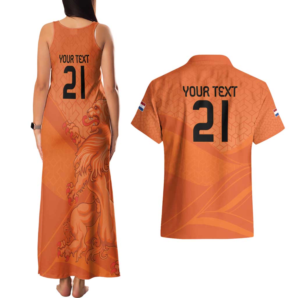 Custom Netherlands Oranje Football Couples Matching Tank Maxi Dress and Hawaiian Shirt Come On Het Nederlands Elftal LT9 - Wonder Print Shop