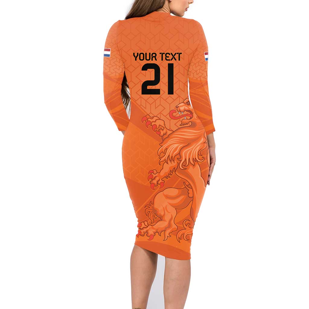 Custom Netherlands Oranje Football Family Matching Long Sleeve Bodycon Dress and Hawaiian Shirt Come On Het Nederlands Elftal LT9 - Wonder Print Shop