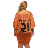 Custom Netherlands Oranje Football Off Shoulder Short Dress Come On Het Nederlands Elftal - Wonder Print Shop