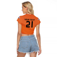 Custom Netherlands Oranje Football Raglan Cropped T Shirt Come On Het Nederlands Elftal - Wonder Print Shop