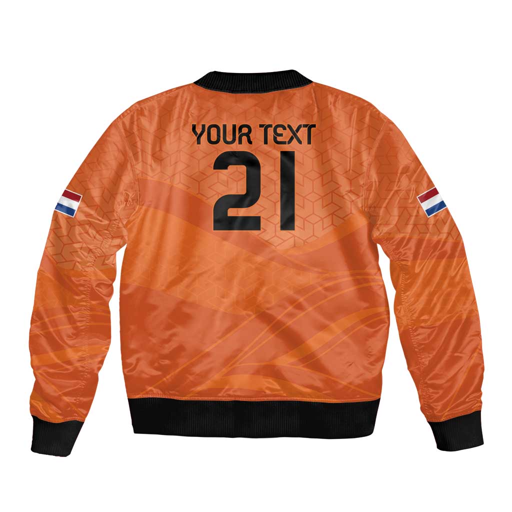 Custom Netherlands Oranje Football Sleeve Zip Bomber Jacket Come On Het Nederlands Elftal - Wonder Print Shop