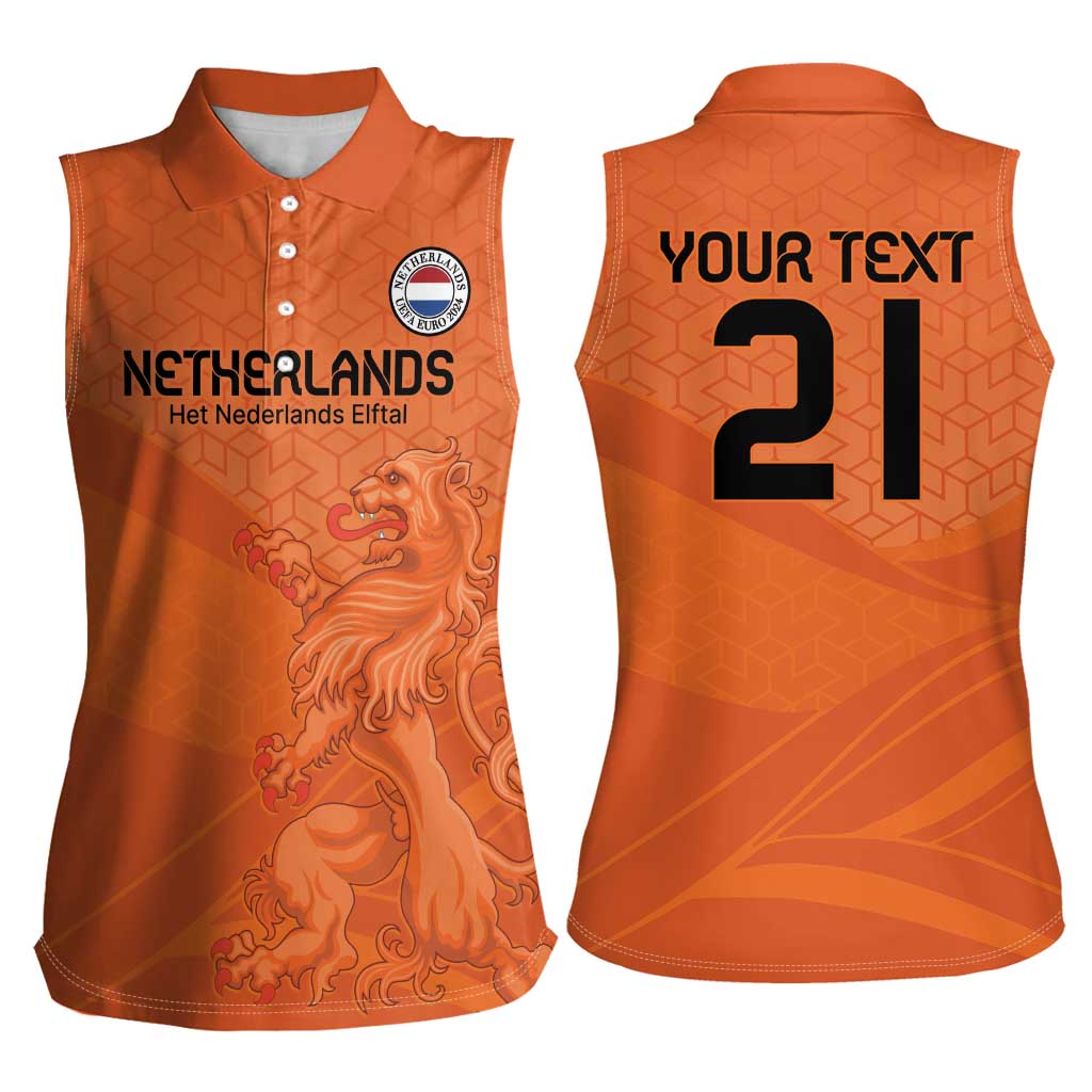 Custom Netherlands Oranje Football Women Sleeveless Polo Shirt Come On Het Nederlands Elftal - Wonder Print Shop