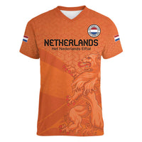 Custom Netherlands Oranje Football Women V-Neck T-Shirt Come On Het Nederlands Elftal - Wonder Print Shop