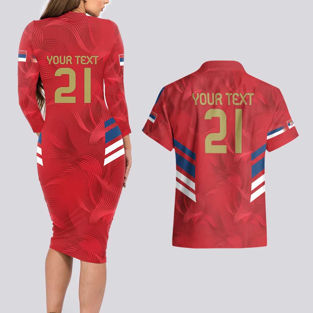 Custom Serbia Football Couples Matching Long Sleeve Bodycon Dress and Hawaiian Shirt Fudbalska reprezentacija Srbije LT9 - Wonder Print Shop