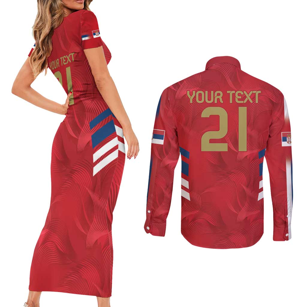 Custom Serbia Football Couples Matching Short Sleeve Bodycon Dress and Long Sleeve Button Shirt Fudbalska reprezentacija Srbije LT9 - Wonder Print Shop