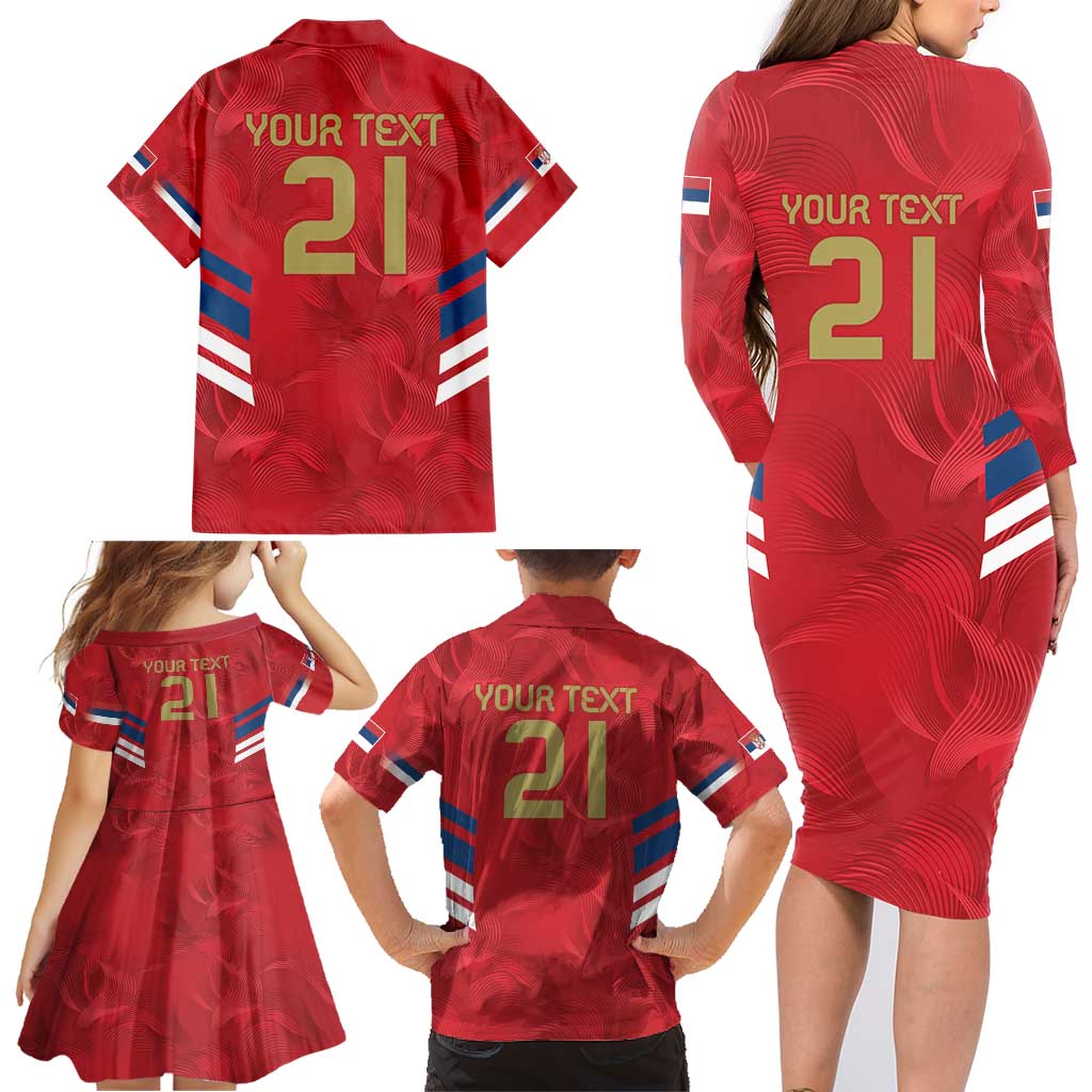Custom Serbia Football Family Matching Long Sleeve Bodycon Dress and Hawaiian Shirt Fudbalska reprezentacija Srbije LT9 - Wonder Print Shop