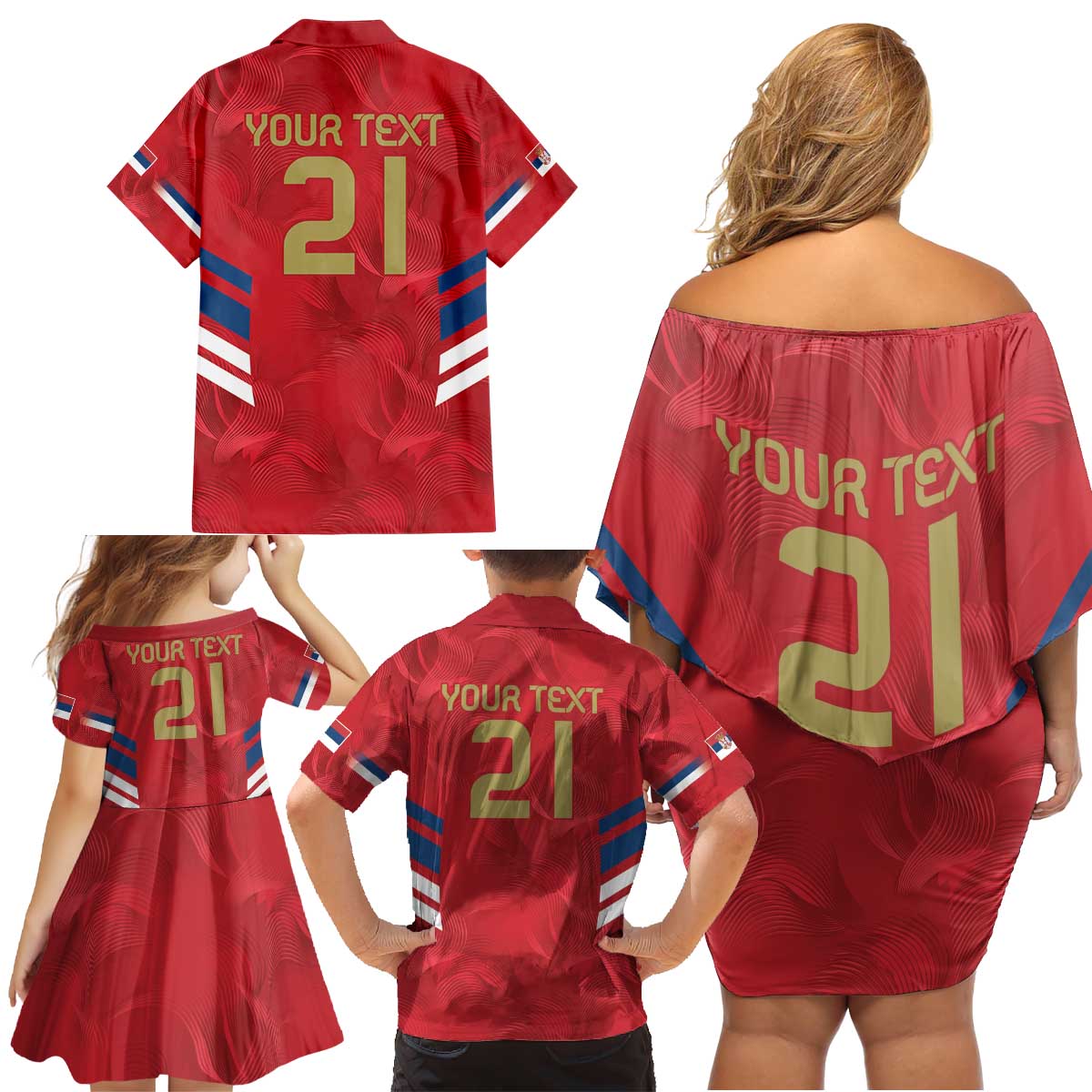 Custom Serbia Football Family Matching Off Shoulder Short Dress and Hawaiian Shirt Fudbalska reprezentacija Srbije LT9 - Wonder Print Shop