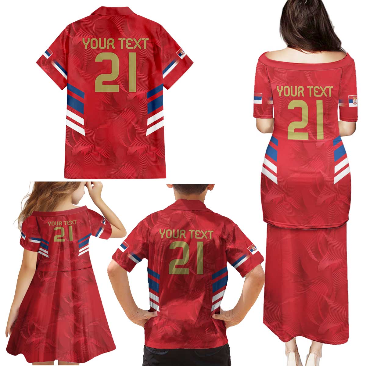 Custom Serbia Football Family Matching Puletasi and Hawaiian Shirt Fudbalska reprezentacija Srbije - Wonder Print Shop