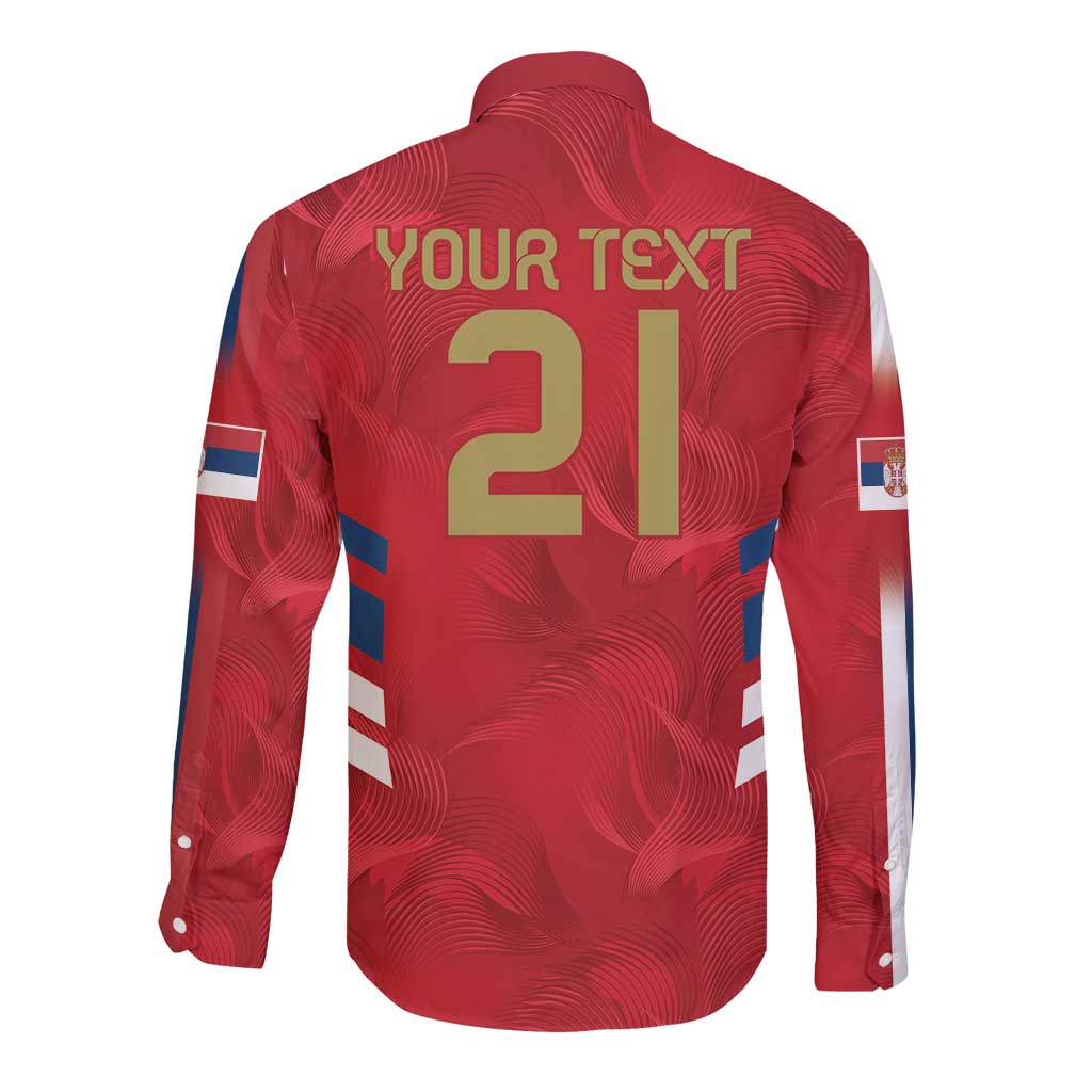 Custom Serbia Football Long Sleeve Button Shirt Fudbalska reprezentacija Srbije - Wonder Print Shop