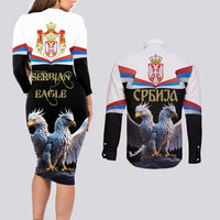 Serbia Silver Double-headed Eagle Couples Matching Long Sleeve Bodycon Dress and Long Sleeve Button Shirt LT9 - Wonder Print Shop