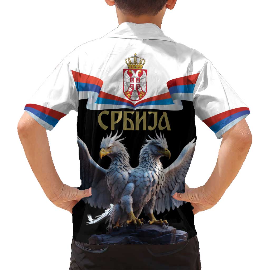 Serbia Silver Double-headed Eagle Family Matching Long Sleeve Bodycon Dress and Hawaiian Shirt LT9 - Wonder Print Shop