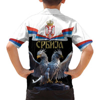 Serbia Silver Double-headed Eagle Family Matching Short Sleeve Bodycon Dress and Hawaiian Shirt - Wonder Print Shop