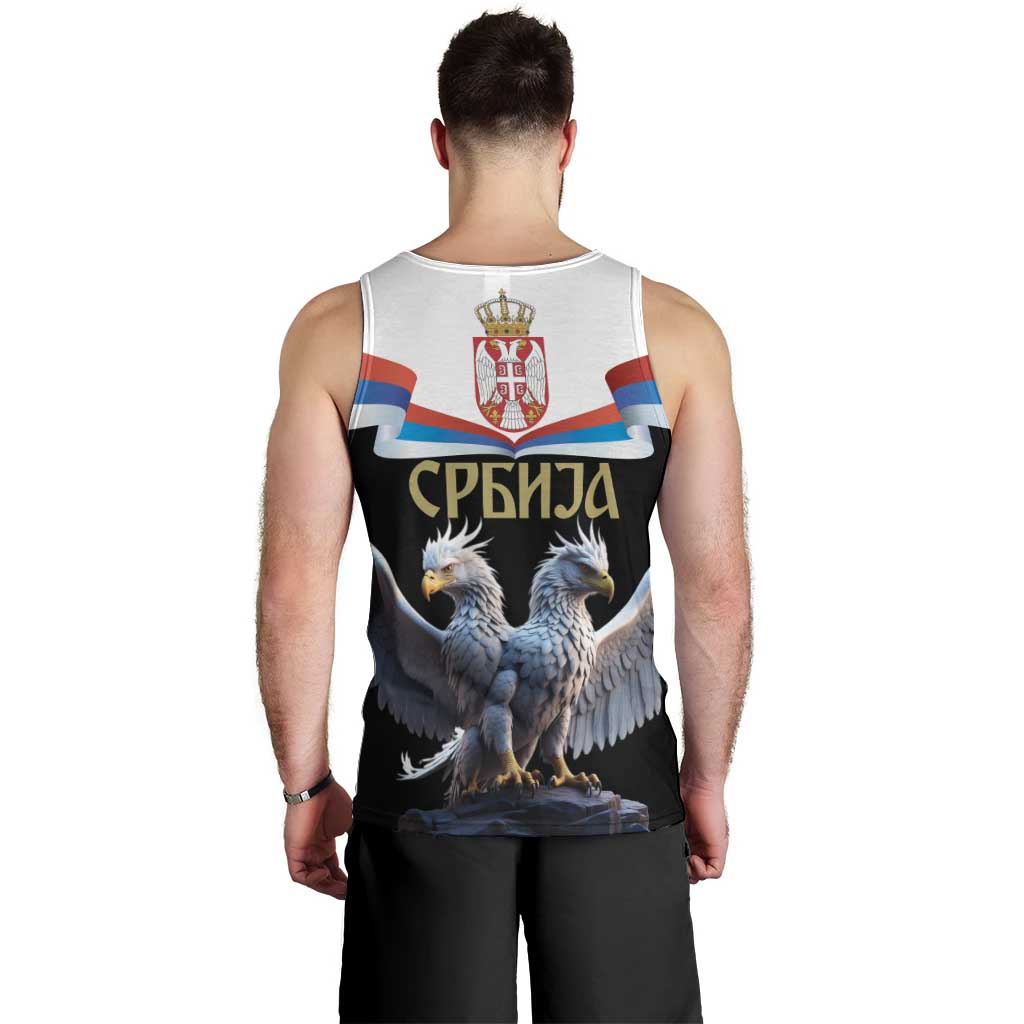 Serbia Silver Double-headed Eagle Men Tank Top - Wonder Print Shop