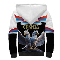 Serbia Silver Double-headed Eagle Sherpa Hoodie - Wonder Print Shop