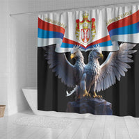 Serbia Silver Double-headed Eagle Shower Curtain