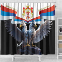 Serbia Silver Double-headed Eagle Shower Curtain