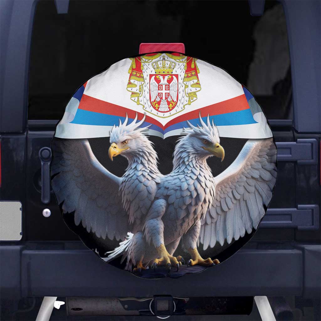 Serbia Silver Double-headed Eagle Spare Tire Cover - Wonder Print Shop