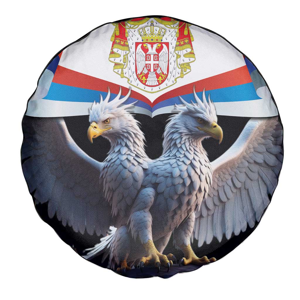 Serbia Silver Double-headed Eagle Spare Tire Cover - Wonder Print Shop