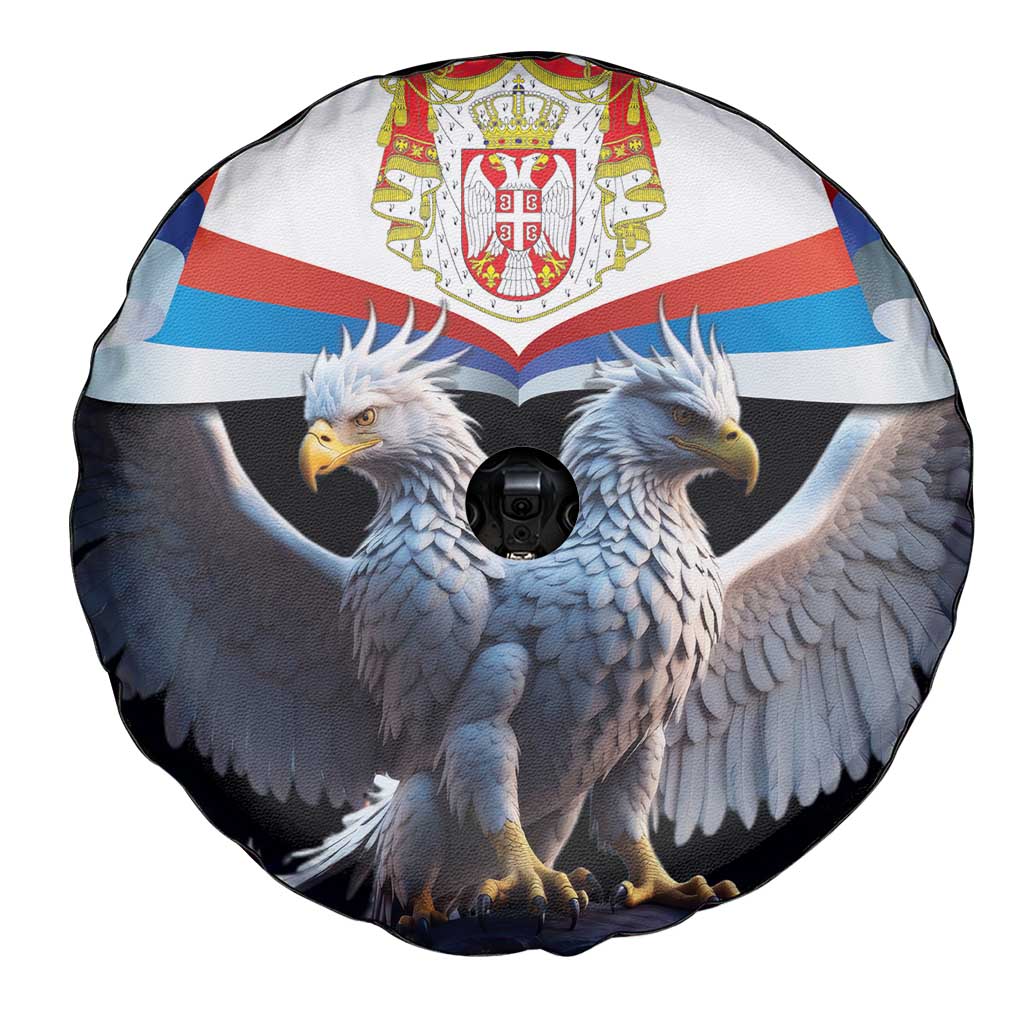 Serbia Silver Double-headed Eagle Spare Tire Cover - Wonder Print Shop