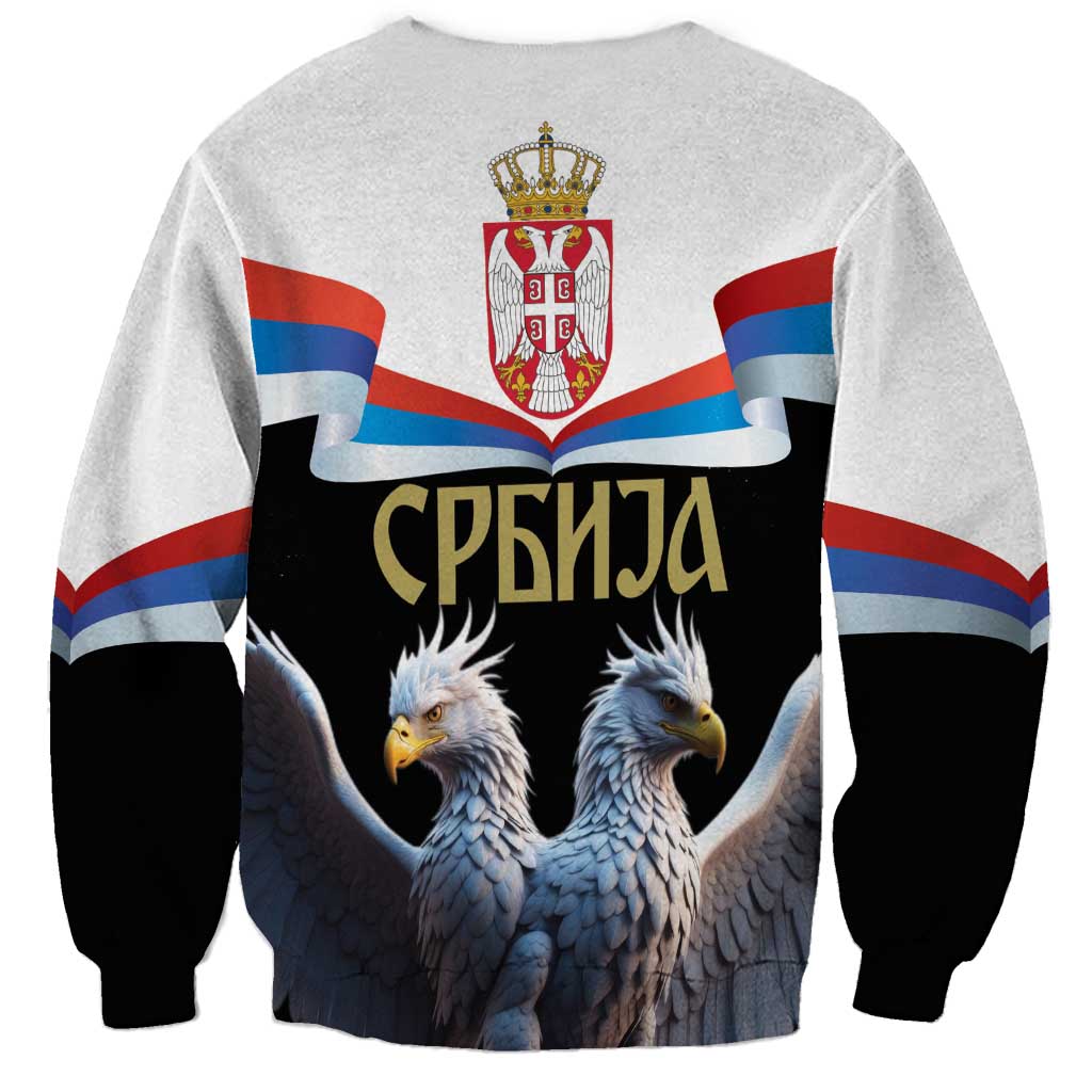 Serbia Silver Double-headed Eagle Sweatshirt - Wonder Print Shop
