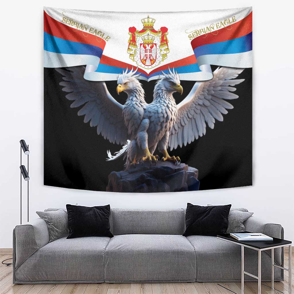 Serbia Silver Double-headed Eagle Tapestry - Wonder Print Shop
