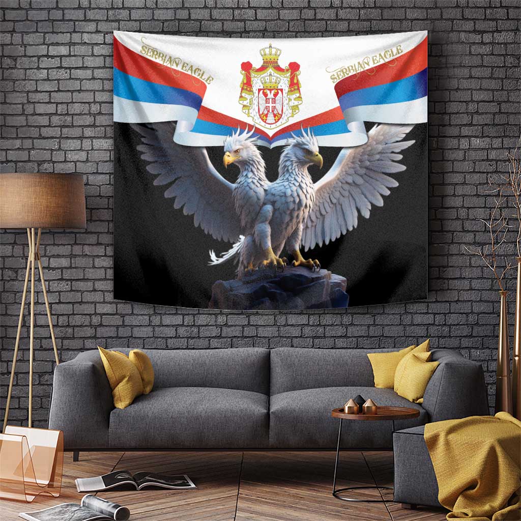 Serbia Silver Double-headed Eagle Tapestry - Wonder Print Shop