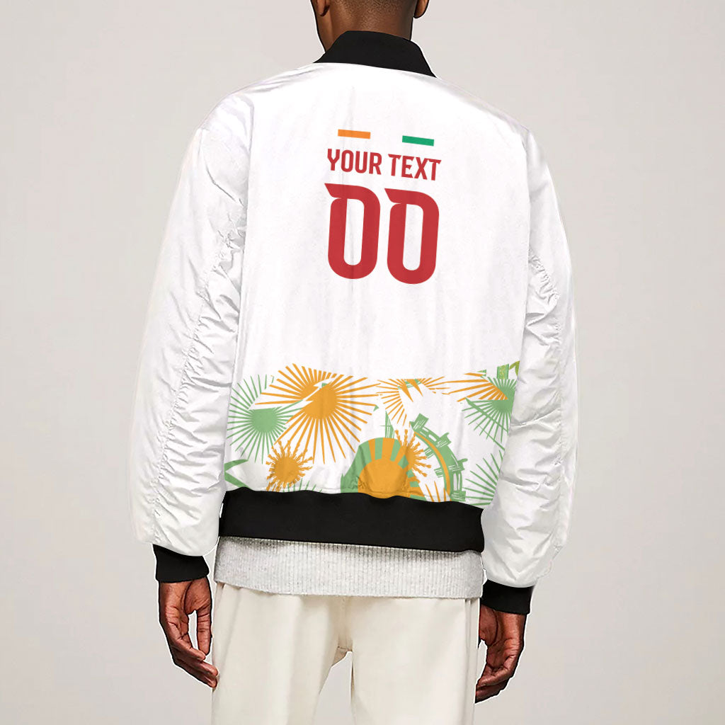 Custom Ivory Coast Heritage Elephants Never Fall Sleeve Zip Bomber Jacket