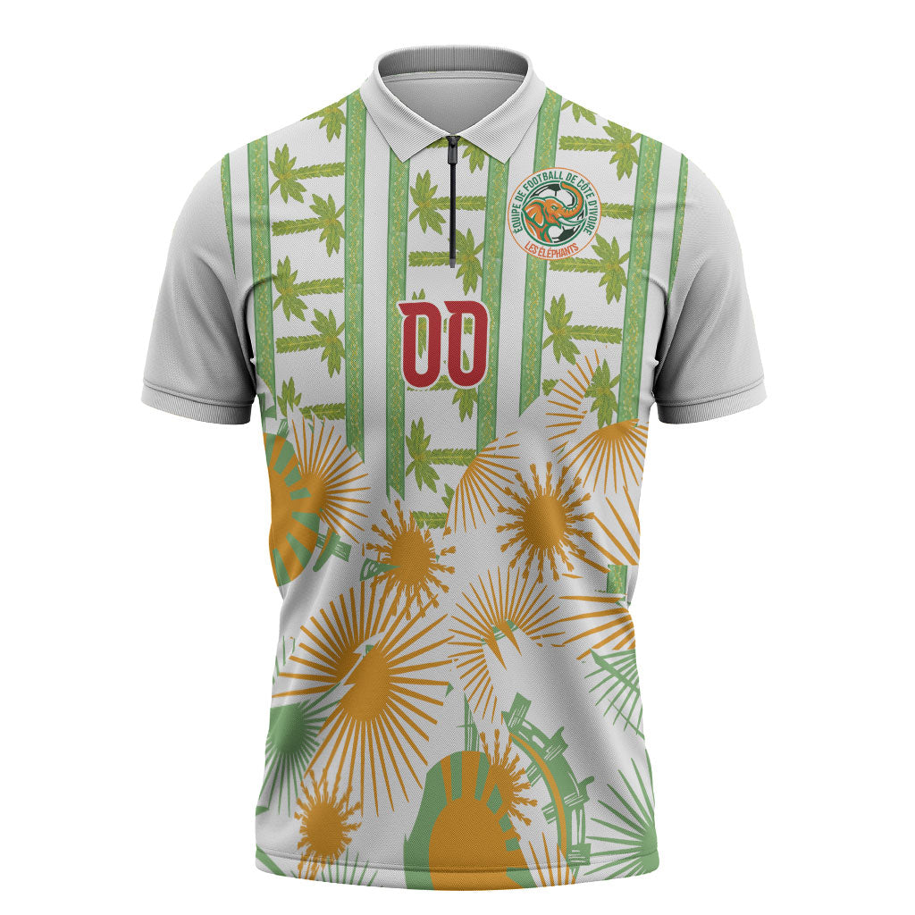 Custom Ivory Coast Heritage Elephants Never Fall Zipper Polo Shirt