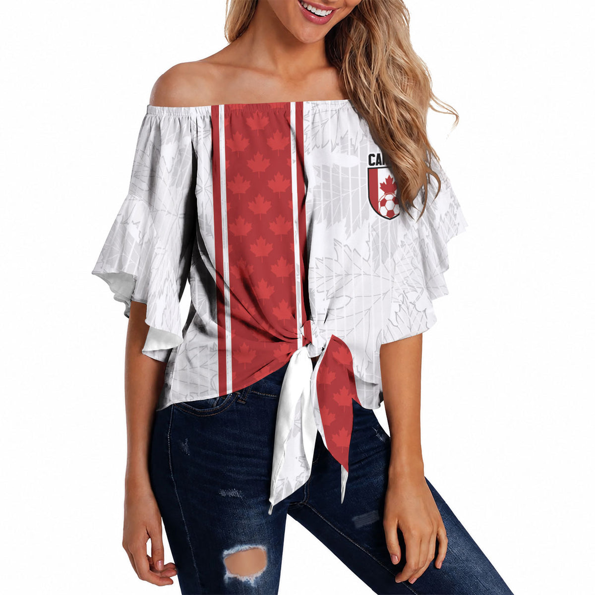Custom Canada Our Game Now Off Shoulder Wrap Waist Top Let's Go Canada Victory World Football