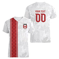 Custom Canada Our Game Now Women V-Neck T-Shirt Let's Go Canada Victory World Football