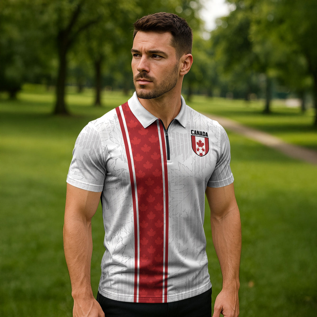 Custom Canada Our Game Now Zipper Polo Shirt Let's Go Canada Victory World Football